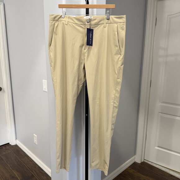 NEW Collars & Co Apex Tech Pant 38x32 Lt Beige  Performance Stretch Tailored Fit - Picture 2 of 9